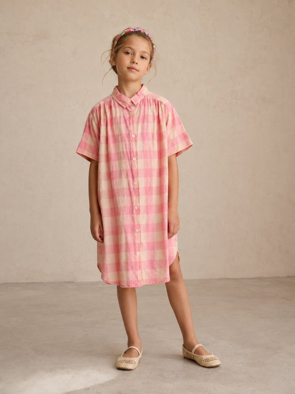 BELLEROSE Robe Angie Pink Gingham Plaid Shirtdress